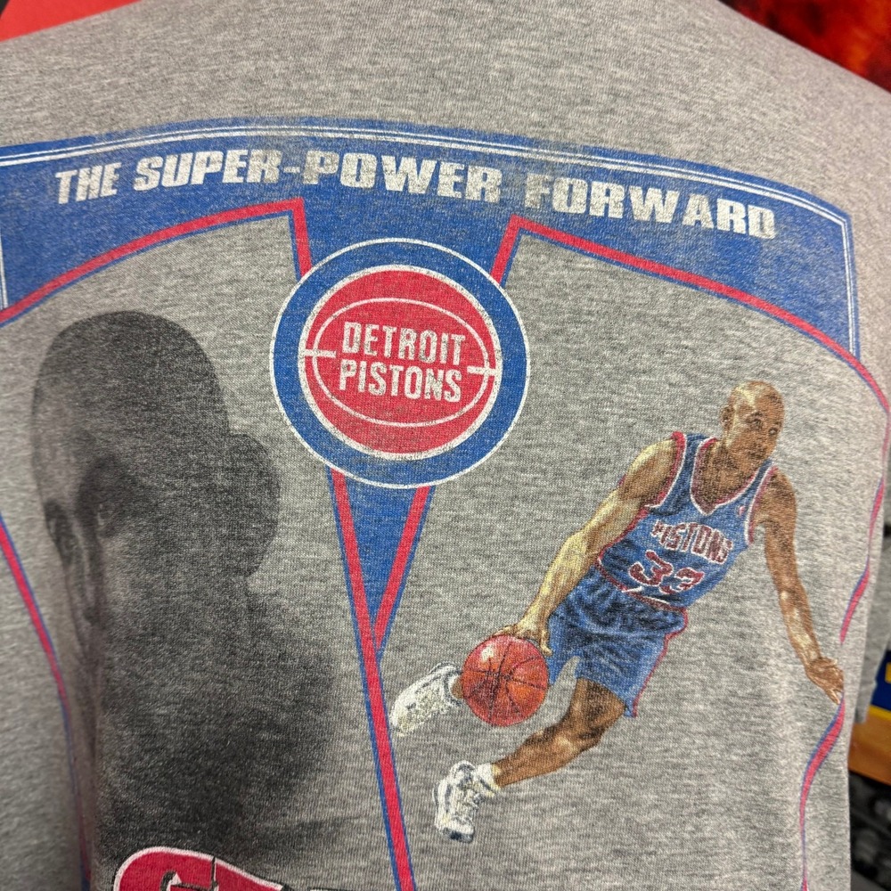 Vintage 90s Detroit Pistons Grant Hill Lee Sport NBA Basketball Player Tee Sz XL - Picture 2 of 6